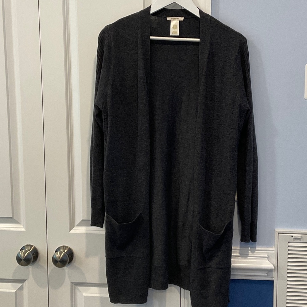 Matty M Charcoal Open Front Cardigan